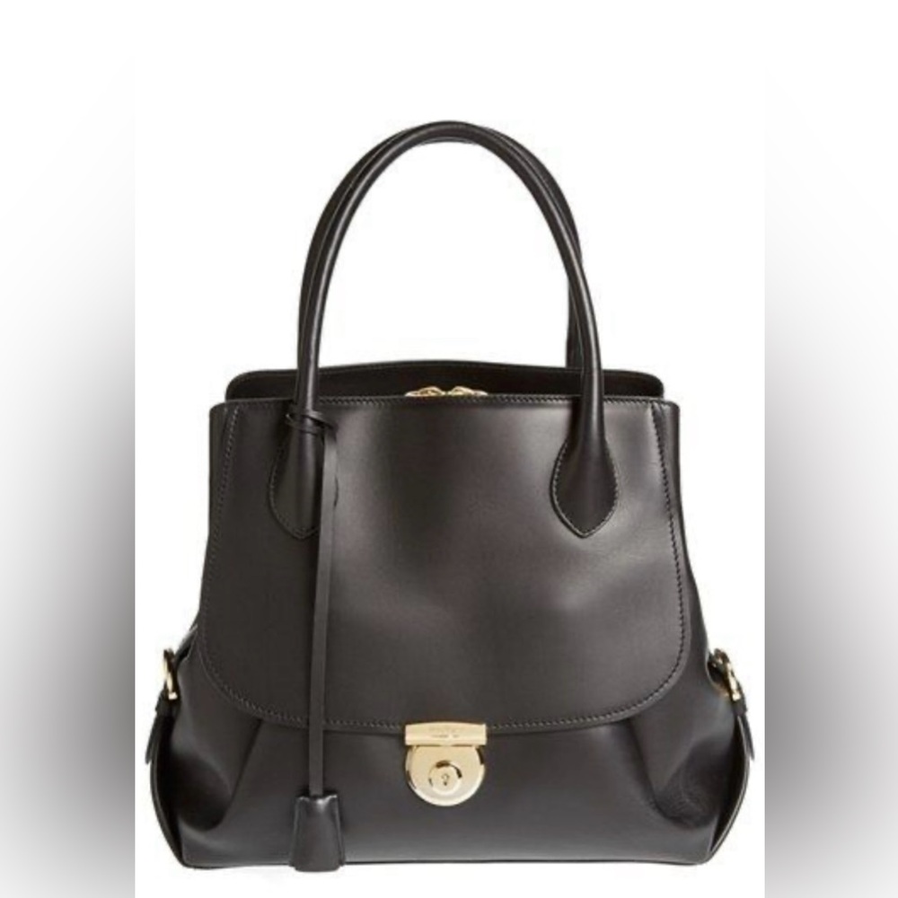 SALVATORE FERRAGAMO Fiamma Black Leather Tote Very Good Condition